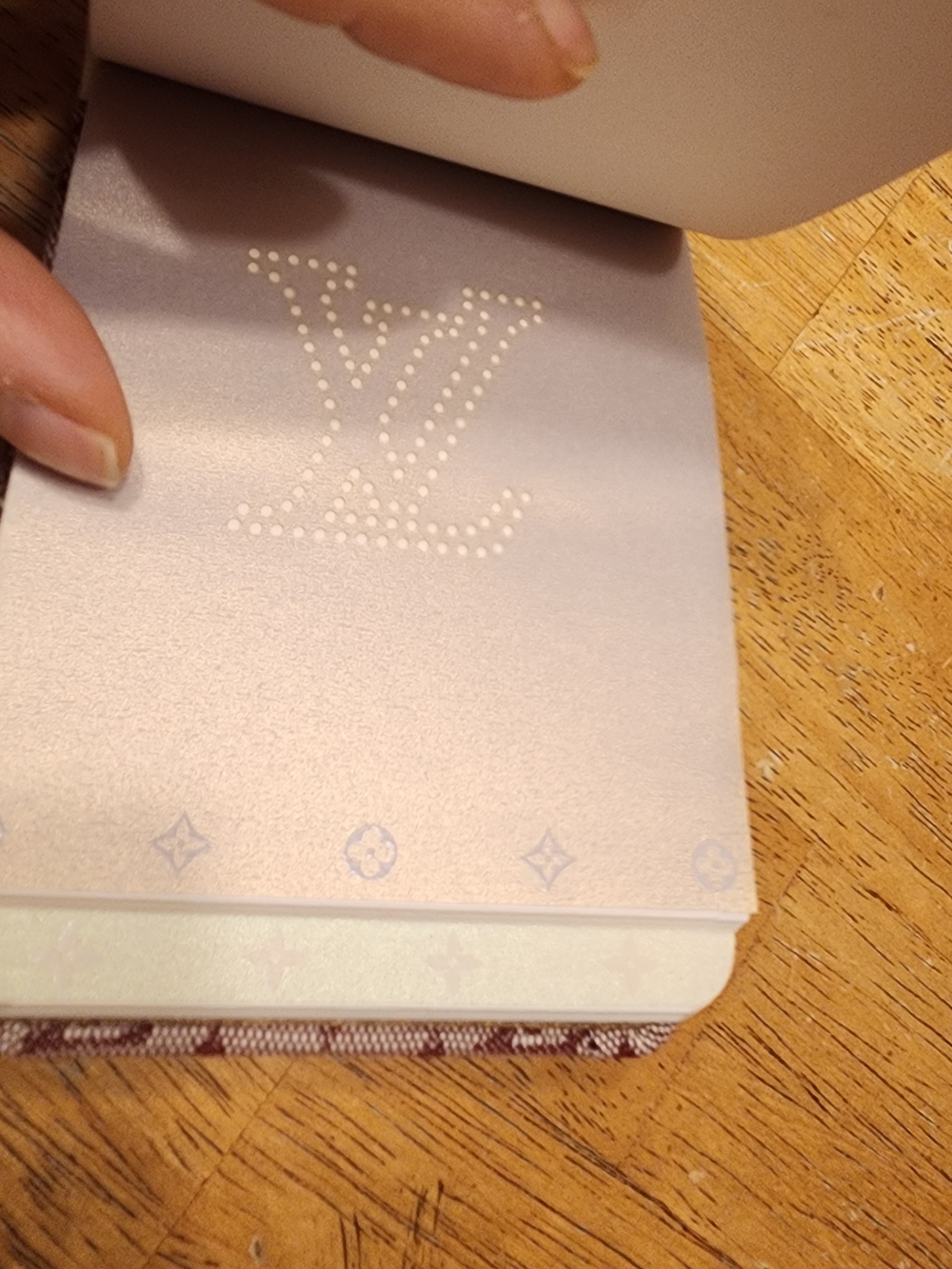 Louis Vuitton Monogram Mini Lin PM notebook in cherry red and Floral Accent - Picture 10 of 11